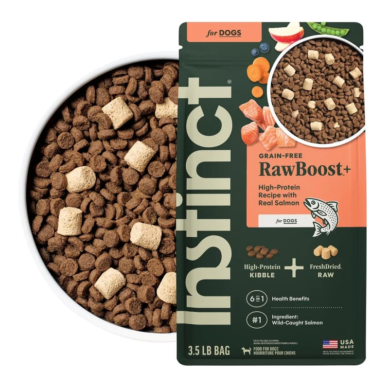 Instinct RawBoost Sans Céréales – Croquettes au Saumon Réel, Protéines Élevées, 3,5 lb