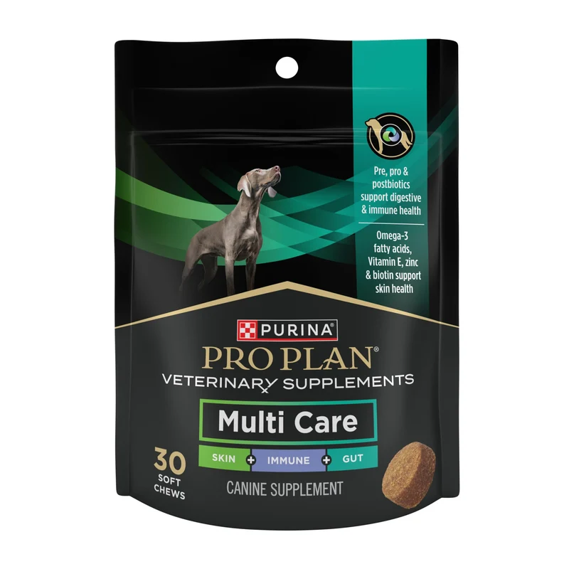 Purina Pro Plan Veterinary Supplements Multi Care pour chien — 3-en-1 peau, digestion et immunité (sachet de 30)