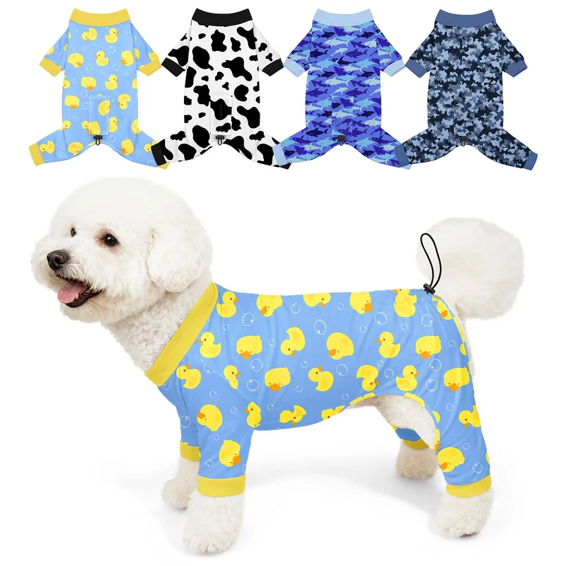 Bienbee Pyjamas pour Chien – Coffret 4 Pièces, Combinaison de Récupération Douce et Respirante