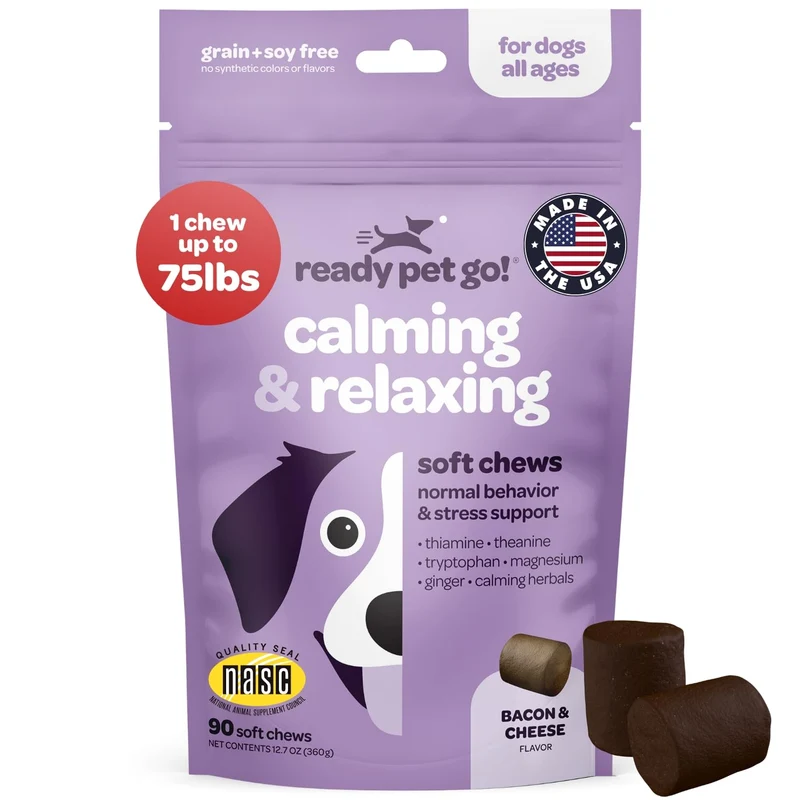 Friandises calmantes pour chiens | Chews apaisants à base de plantes pour l’anxiété et le stress occasionnel | NASC certifié & Fabriqué aux États‑Unis | 90 comprimés