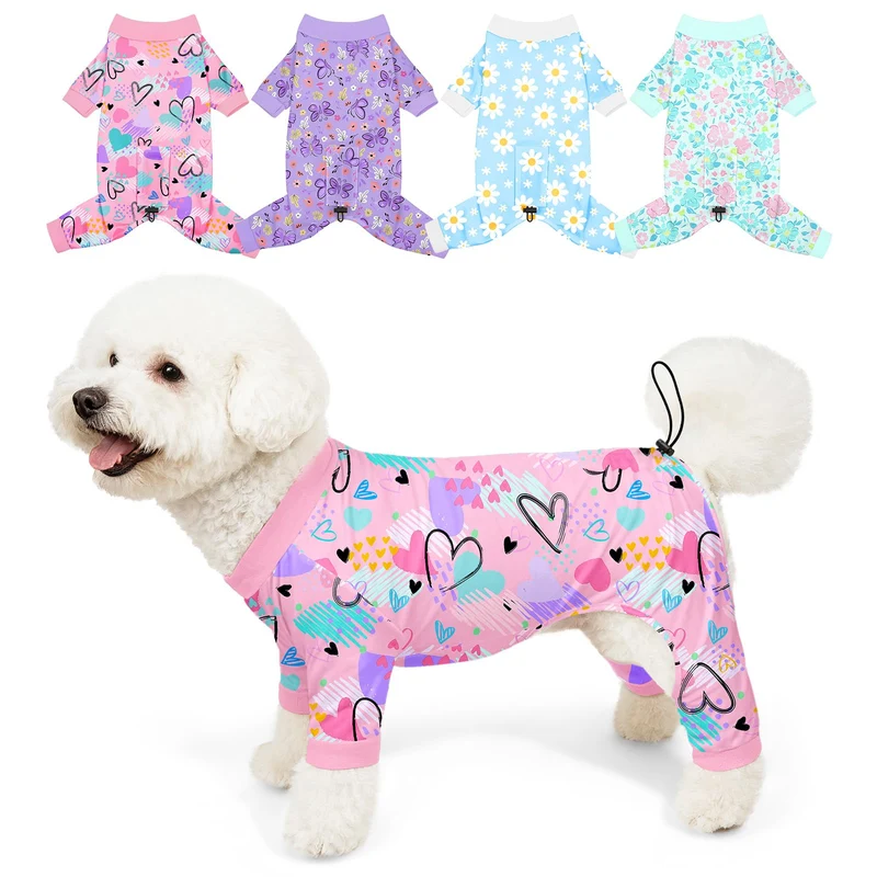Bienbee Pyjamas pour chien – Lot de 4 combinaisons de récupération, respirantes et ajustables