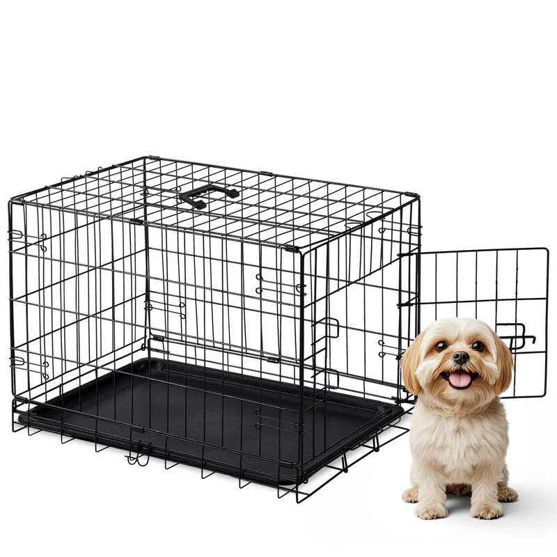 Cage pour chien DUMOS 30 pouces – Cage métallique pliable avec bac amovible et porte unique