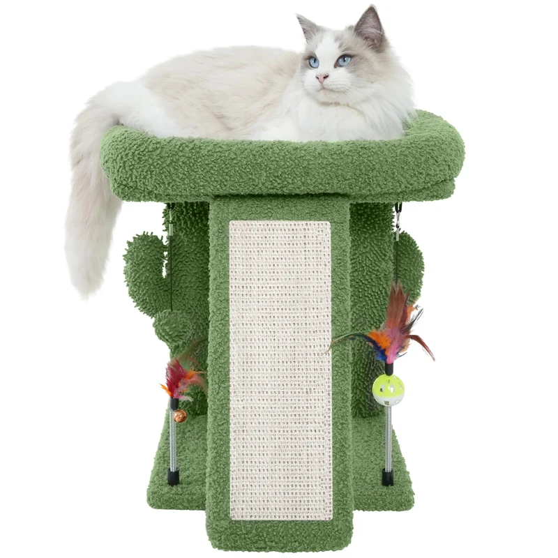 TWDEPART Cactus Arbre à Chat – Tour d’escalade d’intérieur et Poste Grifage Vert