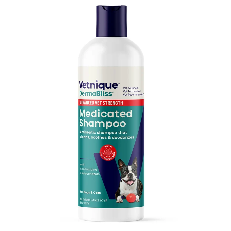Vetnique Dermabliss Shampoing Chlorhexidine vétérinaire pour chiens – Antibactérien et antifongique (16oz)