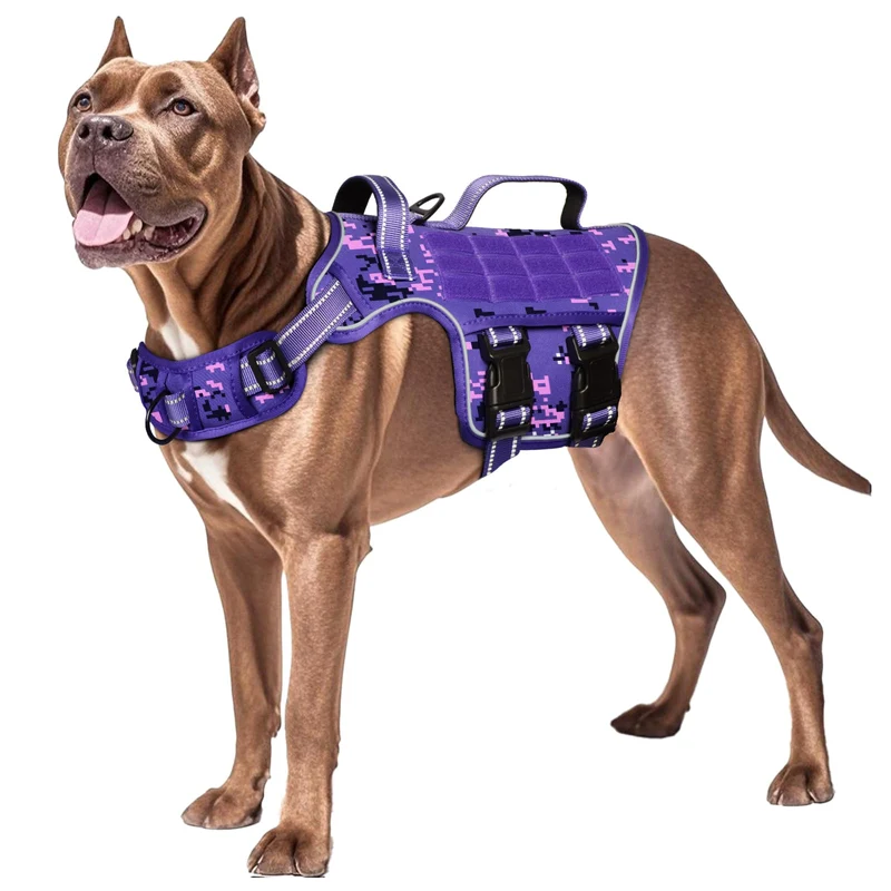 RunFido Harnais Chien Grand – Sans Traction, Système MOLLE, Boucles Rapides, Réfléchissant