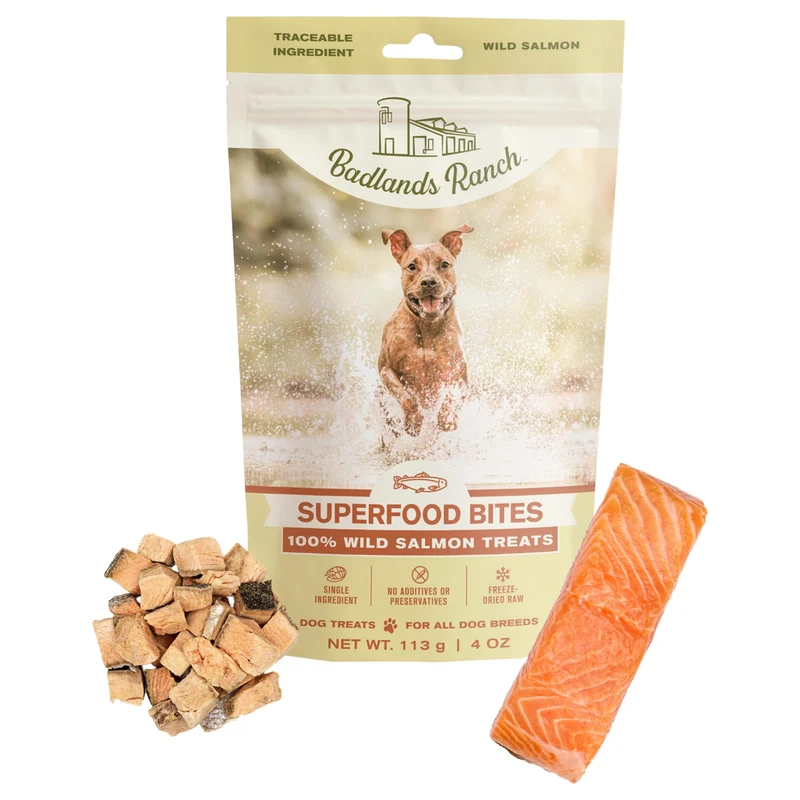 BADLANDS RANCH par Katherine Heigl – Friandises au saumon sauvage lyophilisé pour chien | Protéines élevées et récompense simple