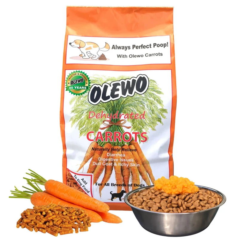 Olewo Carottes Originales pour Chiens – Fibre Digestive, Topper Déshydraté, Probiotiques & Soin Peau et Poil, 1 lb
