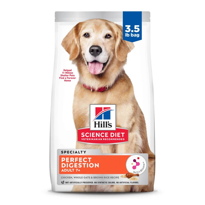 Hill's Science Diet Adulte 7+ Perfect Digestion - Croquettes Poulet, Avoine entière et Riz Brun, 3,5 lb