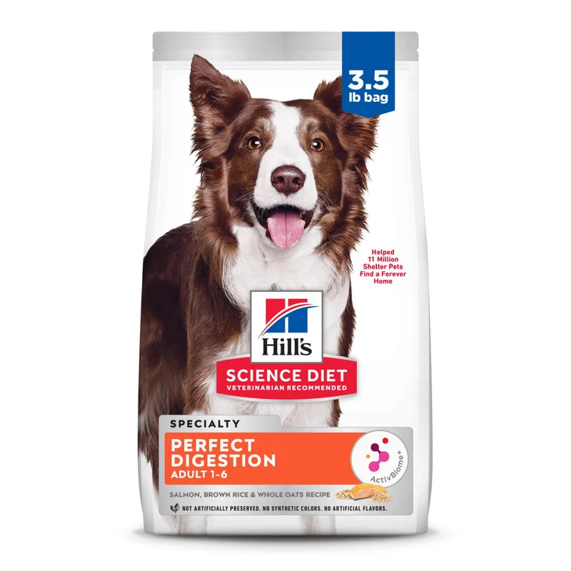Hill's Science Diet Adult 1-6 – Digestion Parfaite, Saumon, Avoine et Riz Brun, 3,5 lb