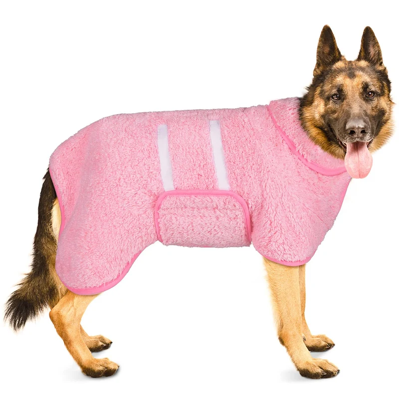 Bienbee Robe de Bain pour Chien – Séchage rapide, Douceur Supérieure, Rose XXL