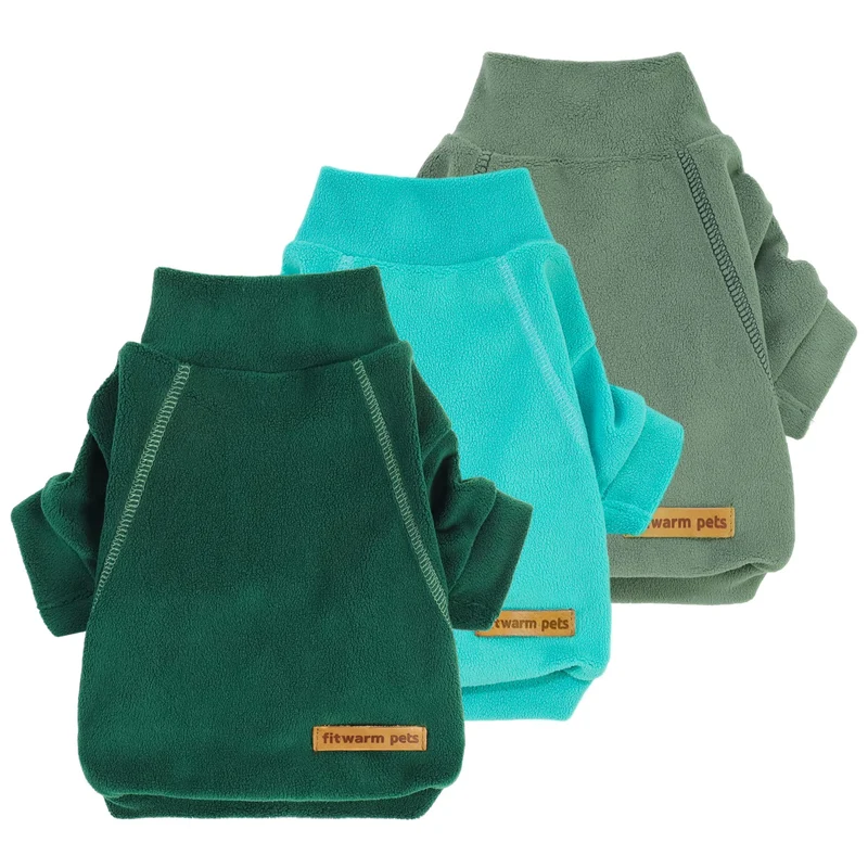 Fitwarm 3 Pack Pulls Polaires pour Petits Chiens et Chats — Col Roulé, 3 Coloris, Taille M