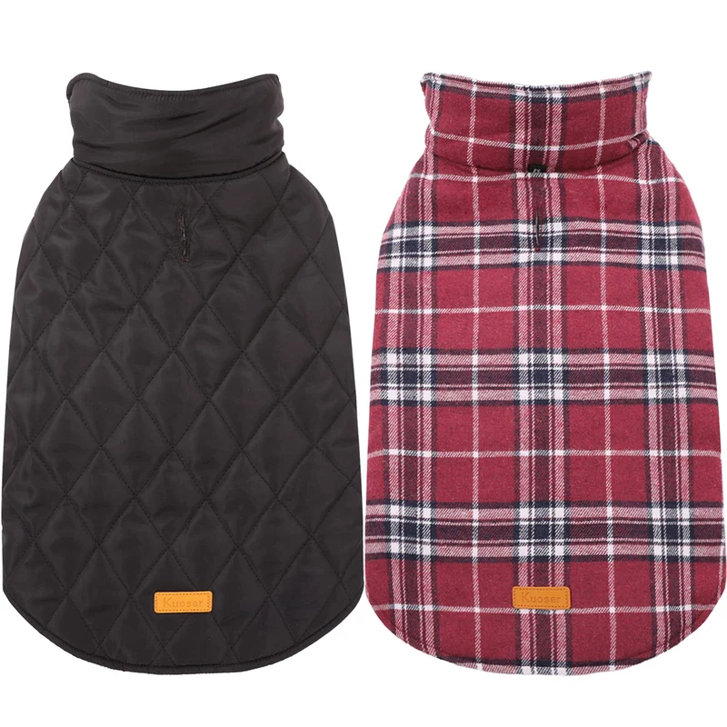 Kuoser Manteau Imperméable pour Chien – Veste Réversible, Taille Moyenne (M), Rouge