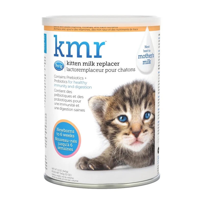 PetAg KMR Poudre Chaton – Lait de remplacement pour chatons 0–6 semaines avec prébiotiques, probiotiques et vitamines – 12 oz