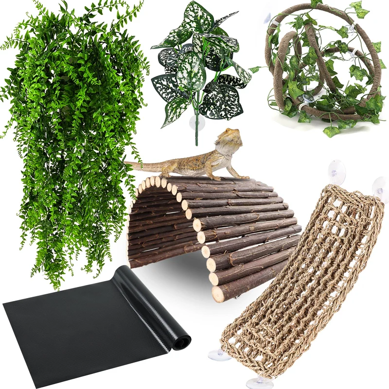 RUNANIA Accessoires Terrarium Dragon Barbu – Hamac, Pont et Vignes