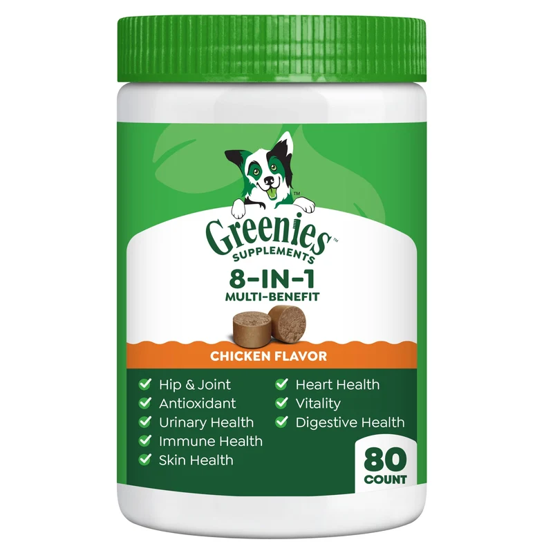 Greenies Compléments pour chien 8-en-1 – Saveur poulet, boîte 80 bouchées