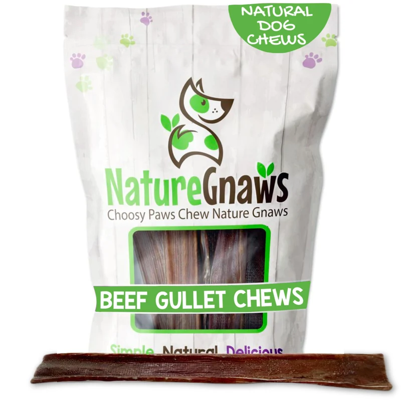 Nature Gnaws Goulet de Boeuf pour Gros Chiens — Bâtonnets de Bœuf Naturels Sans Peau Brute (9-10 pouces, 20 pièces)