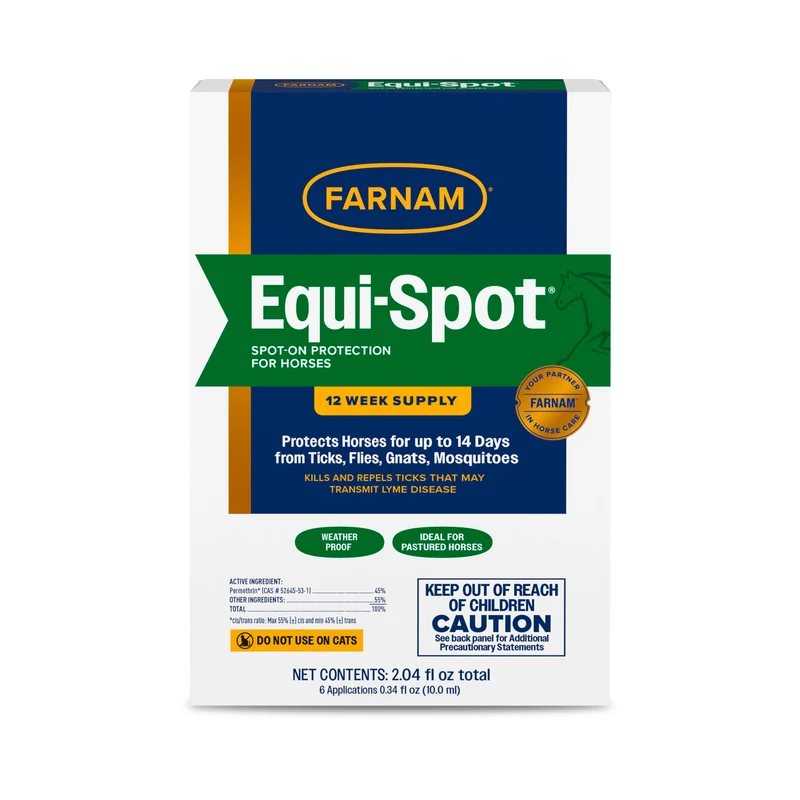 Farnam Equi-Spot Spot-On pour chevaux – protection anti-mouches longue durée (6 applications, 12 semaines)