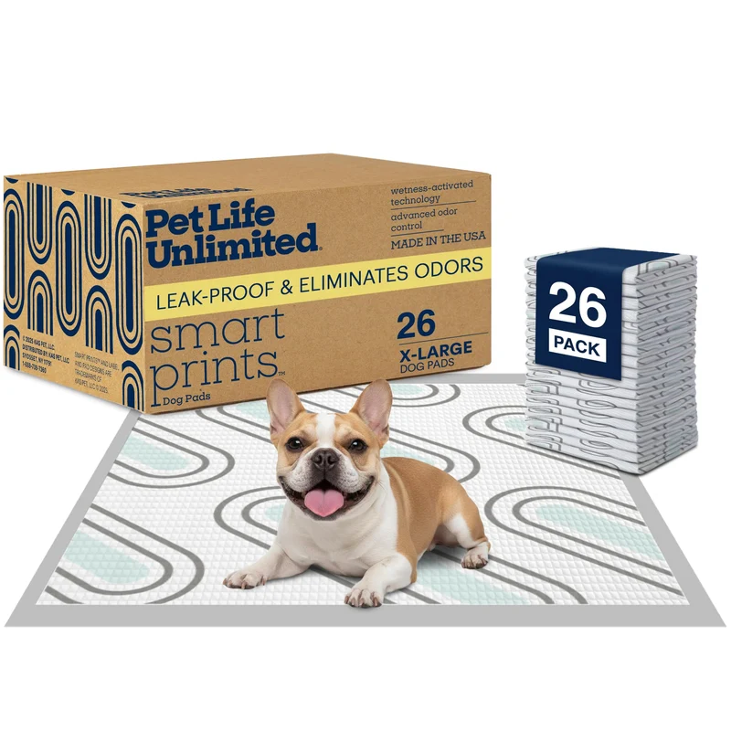 Pet Life Unlimited Smart Prints XL Tapis d'entraînement pour Chiens 26 x 30 pouces – Absorbants et Contrôle des Odeurs – Fabriqué aux États‑Unis