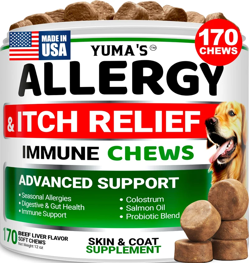 YUMA'S Friandises Anti-Allergie pour Chien – 170 bouchées, démangeaisons potentielles, saveur foie de boeuf