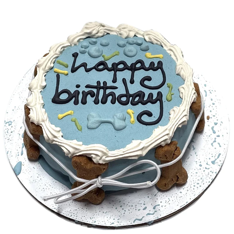 Bubba Rose Biscuit Company – Gâteau d’anniversaire pour chien bleu, texture croquante, friandise naturelle – 4,25 pouces, fabriqué aux États‑Unis