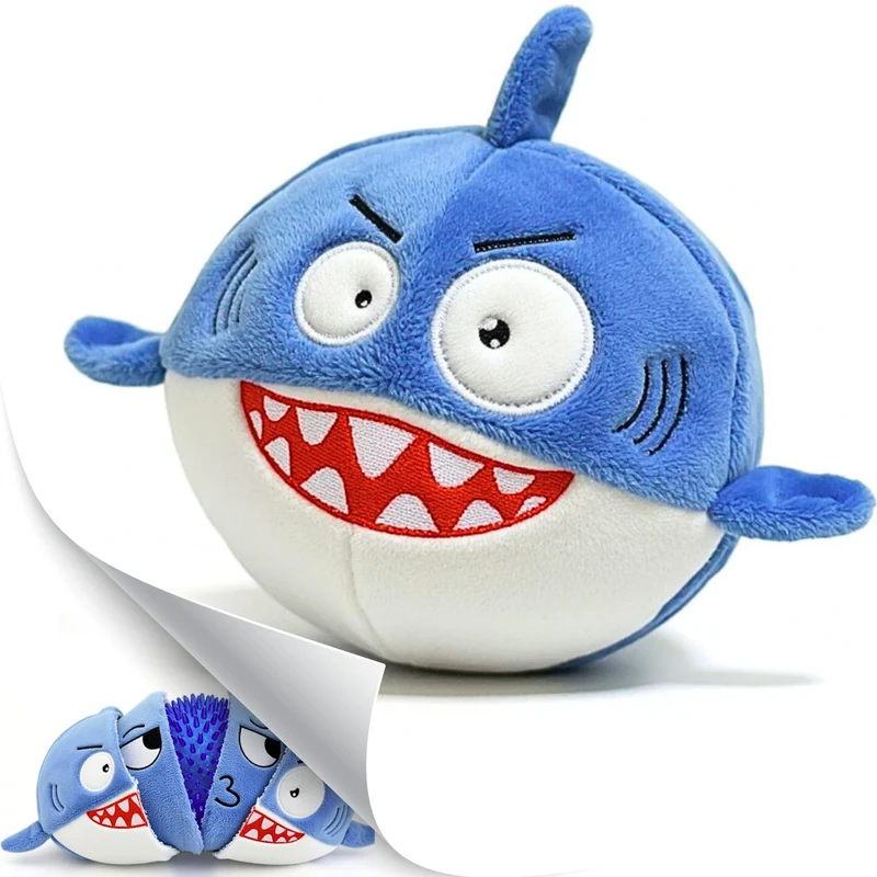 PeppyPawz Sharky : Jouet 3 en 1 en peluche durable et crissant pour chiens – Boîte cadeau