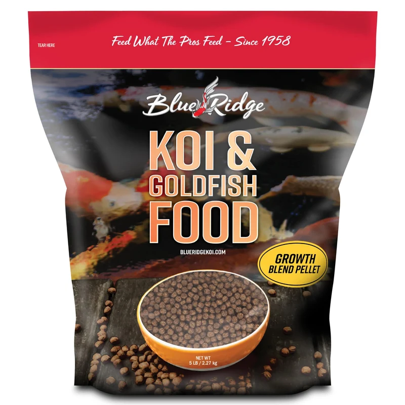 Blue Ridge Koï Nourriture 5 lb – Mélange Croissance Grand et Mini pour Koï et Poissons Rouges | Croquettes Flottantes