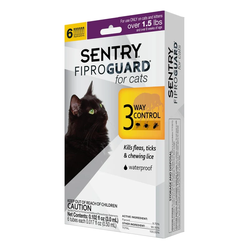 Fiproguard pour chats – Prévention puces et tiques, 1,5 lb et plus, fourniture de 6 mois