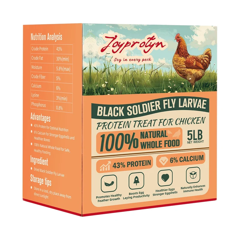 Joyprotyn 5LB BSFL – Larves Noires Sèches Non-OGM pour Poules | Calcium Élevé & Protéine 43%