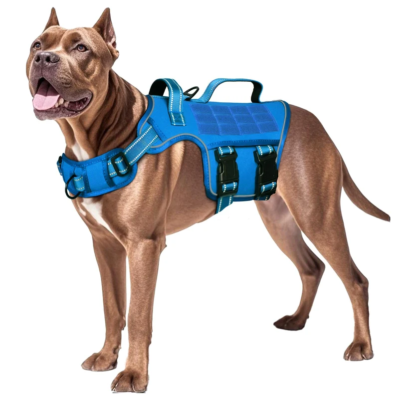 RunFido Harnais Chien Grande Taille – Sans Tirage, Système Molle, Fermeture Rapide, Réfléchissant et Confortable