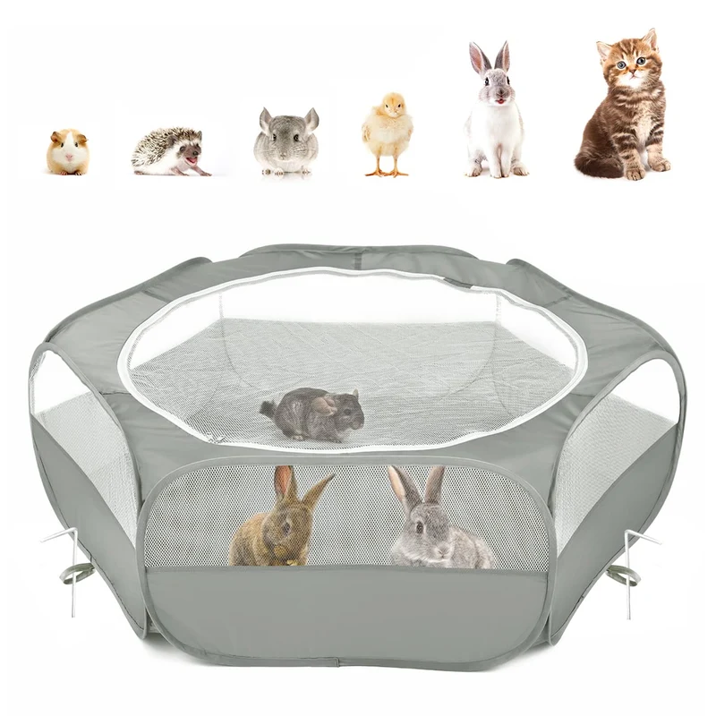 Pawaboo Enclos Petit Animal Imperméable et Portable – Tente Playpen avec 3 Tiges Métalliques, Pour Chiots, Chatons, Cobayes, Lapins et Plus