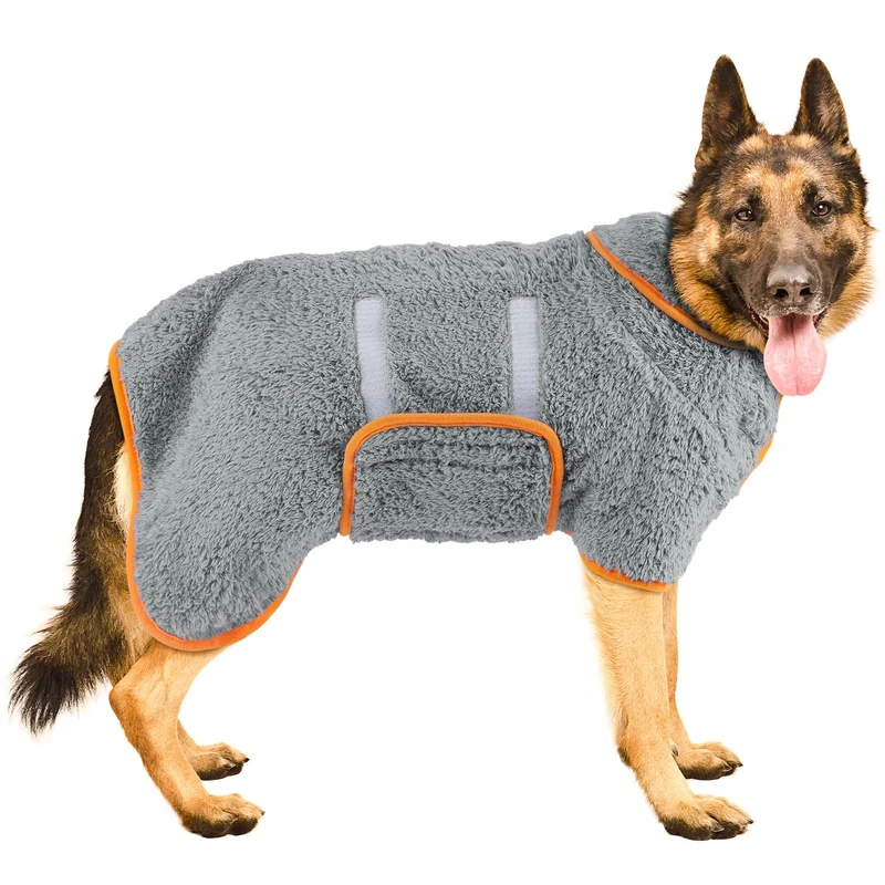 Robe de bain pour chien Bienbee – Séchage rapide et absorption élevée, taille XXL gris