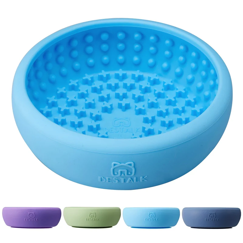 Bestalk Bol Léchage pour Chien – Stimulation et Distraction, Silicone Sans BPA, Bleu Clair