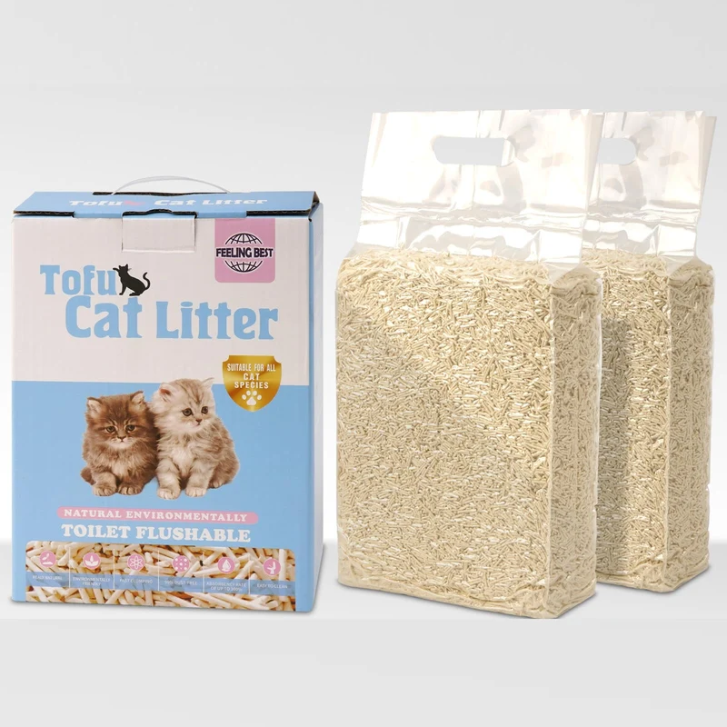 FEELING BEST Litière Tofu pour Chats — 11.2 lb, Clumping rapide, Lavable, Sans Poussière