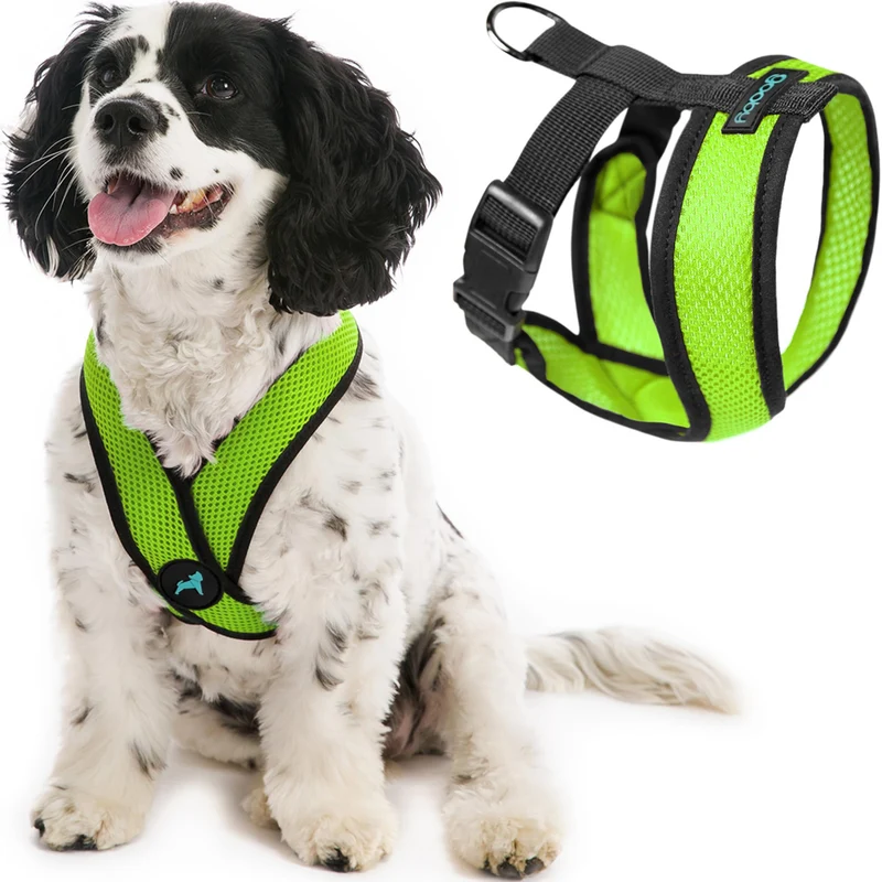 Gooby Comfort X Harnais Sans Tirage – Vert, Taille Moyenne – Harnais anti étranglement X frame pour Petits et Moyens Chiens