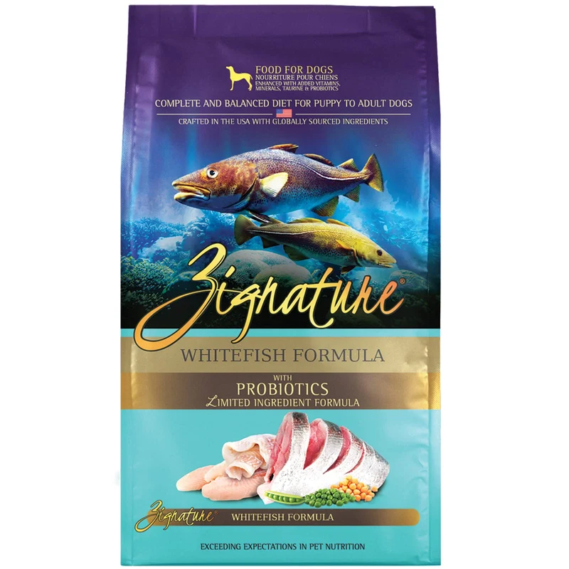 Zignature Croquettes Chien Poisson Blanc – Formule Ingrédients Limités, 1,8 kg