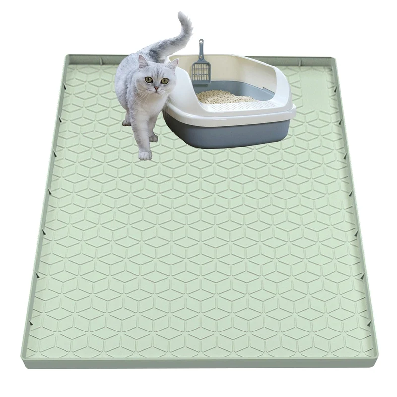 Tapis Litière Jacooxi en Silicone Grand – Étanche et Antidérapant, 86x56 cm, Vert