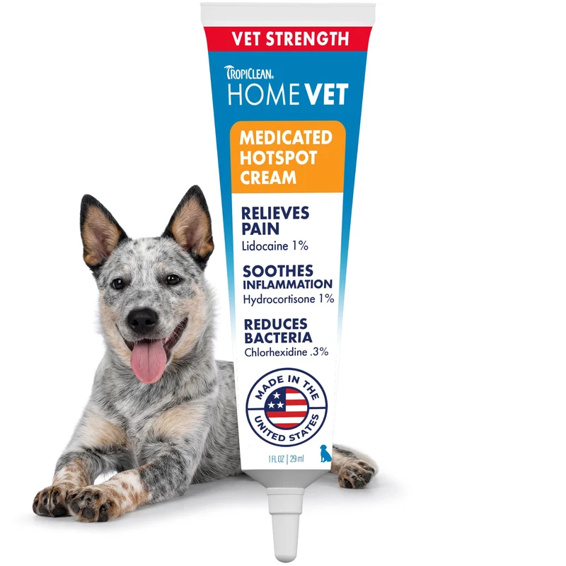 Crème HomeVet TropiClean pour Chiens — Soulagement rapide, chlorhexidine Vet Strength, fabriqué aux États‑Unis
