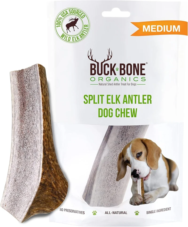 Buck Bone Organics – Os d’élan fendus pour chiens, Taille moyenne