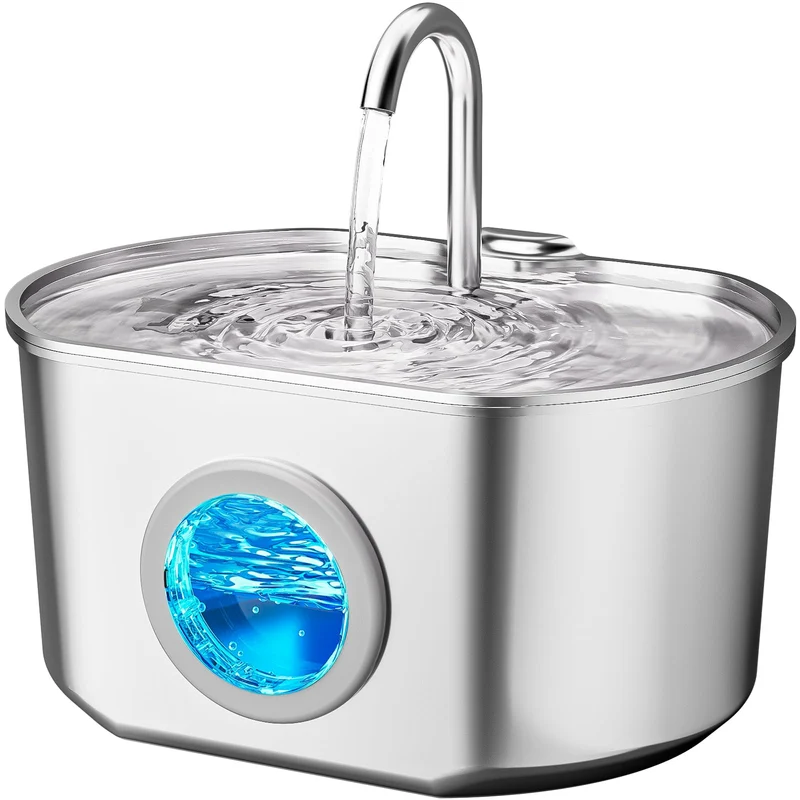 Neareal Fontaine pour Chats en Acier Inoxydable 73 oz (2,2 L) — Eau Fraîche et Filtrée