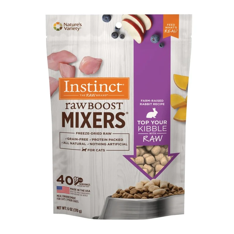 Instinct Raw Boost Mixers – Garnitures crues pour chat, lapin fermier, sans céréales, Sac 170 g