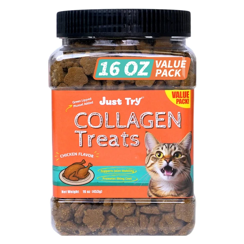 Just Try 16 oz – Bouchées Collagène pour Chats | Snacks Sains et Récompense pour les Articulations