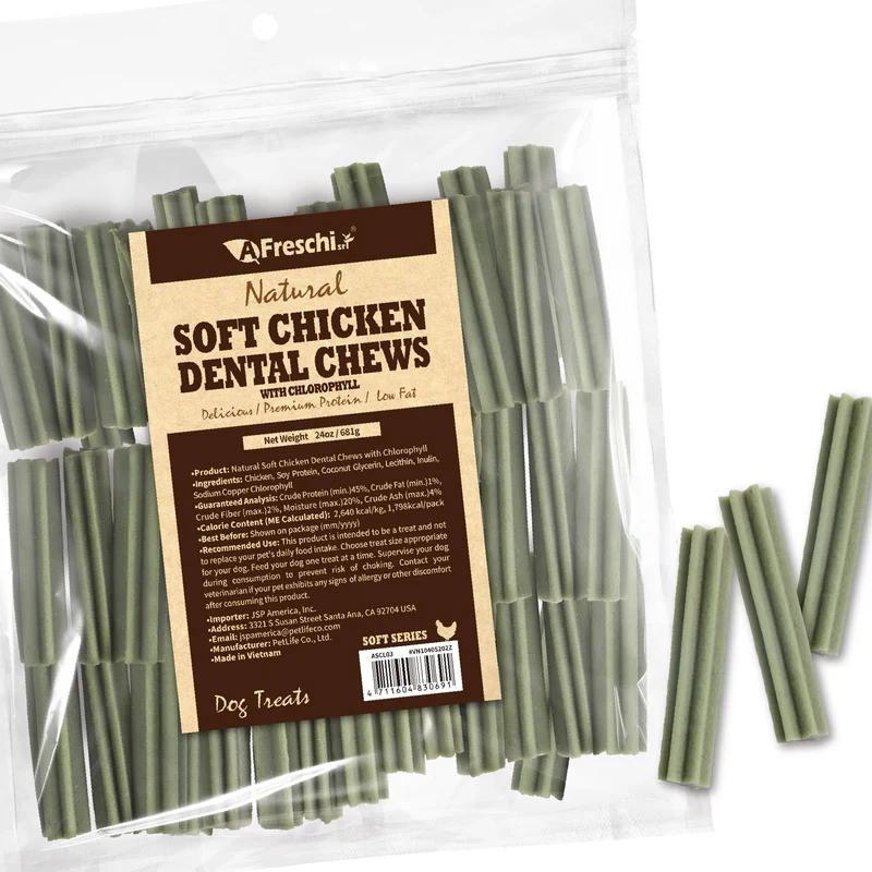 Friandises dentaires douces A Freschi srl – Protéines élevées naturelles, sans céréales, texture tendre – Gâteries d'entraînement pour chiens, paquet 24 oz