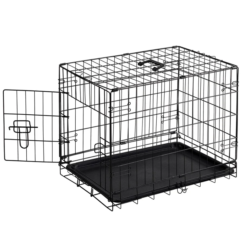 Sweetcrispy Cage Chien 24 Pouces à Porte Unique – Chenil Métal Pliable avec Plateau Amovible