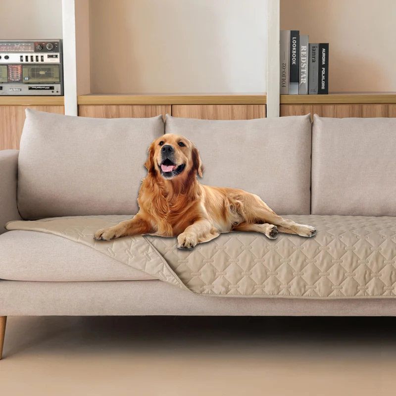 gogobunny Couverture Impermeable 3x – Protège Canapé Anti-rayures, Réversible 30x90 po, Beige Foncé