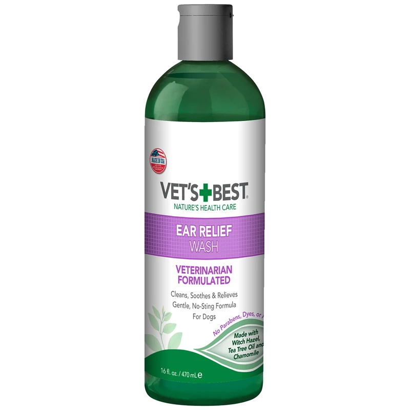 Vet's Best LAVAGE OREILLES CHIEN – Formule Sans Alcool, Sans Picotement – Contrôle Odeurs et Démangeaisons – 473 ml