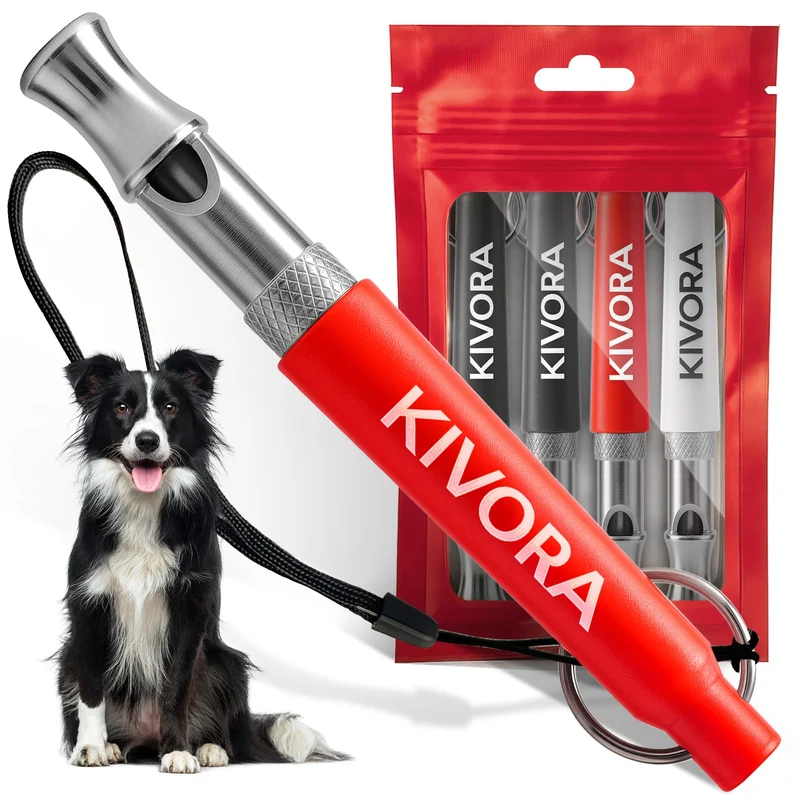 KIVORA Sifflets Dressage Chien – Lot de 4, Ultrasoniques, Étanches, Réglables