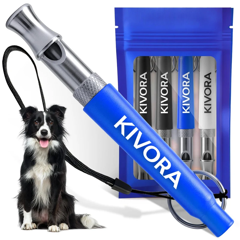 KIVORA – Kit de 4 Sifflets Ultrasoniques pour Chiens – Rappel et Contrôle des Aboiements