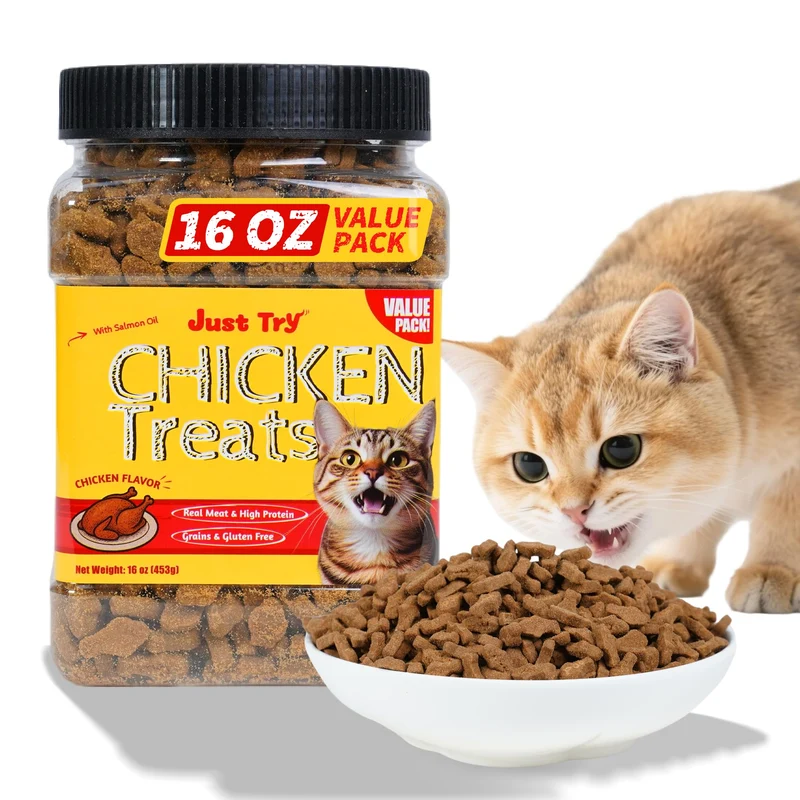 Just Try – Friandises au poulet pour chats d’intérieur, taurine, haute protéine et faible calorie