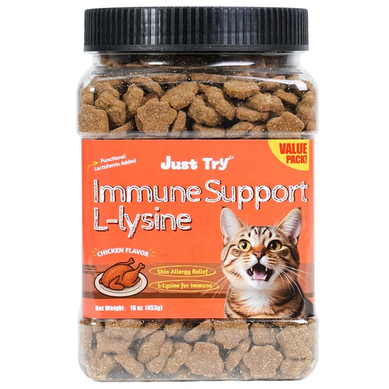 Just Try Lysine Cat Treats – Friandises Lysine avec Lactoferrine, 16 oz pour Chats et Chatons