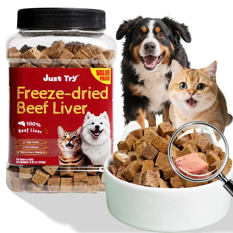 Just Try Foie de Boeuf Séché Lyophilisé – Friandises 100% Foie, Sans Céréales, Haute Protéine (250 g)